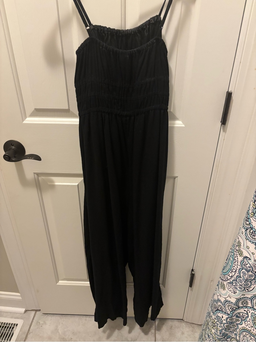 Old Navy Black Smocked-Strap Wide Leg Jumpsuit